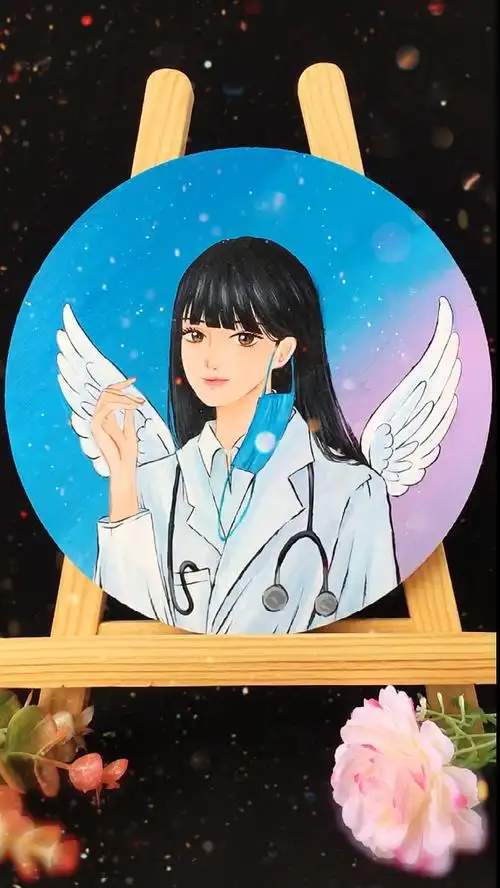 绘画#让我们一起为白衣天使们加油吧