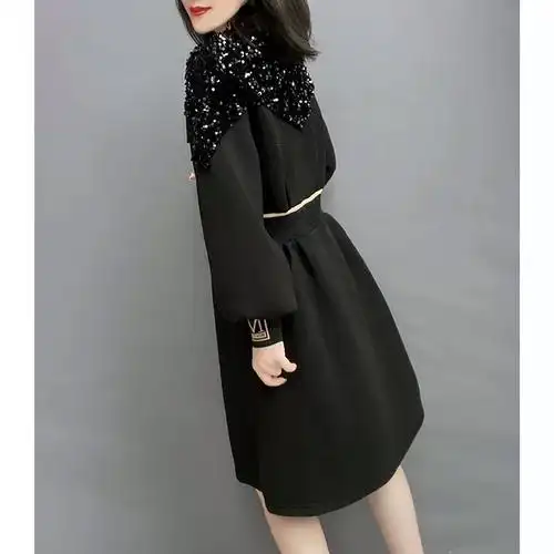 收腰短款欧货流行时尚连衣裙欧洲站2021春季女装显瘦拉链长袖新款