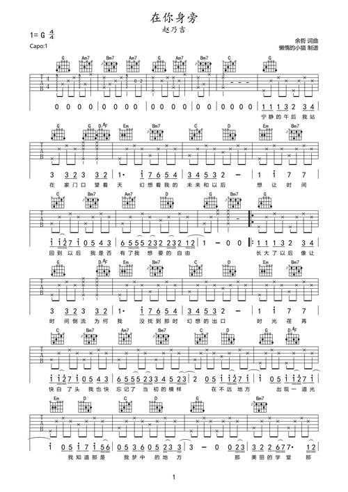 赵乃吉在你身旁吉他谱