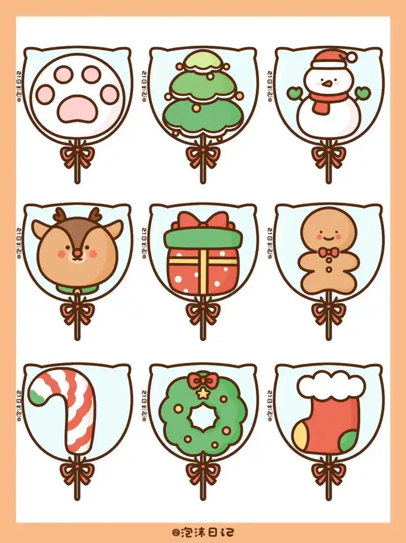 可爱零食简笔画|q弹棉花糖圣诞主题系列90 软软糯糯的棉花糖,大小孩