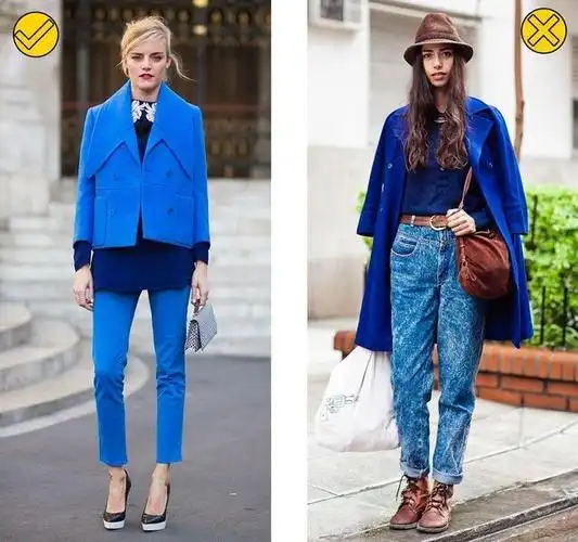 不同蓝色衣服的搭配