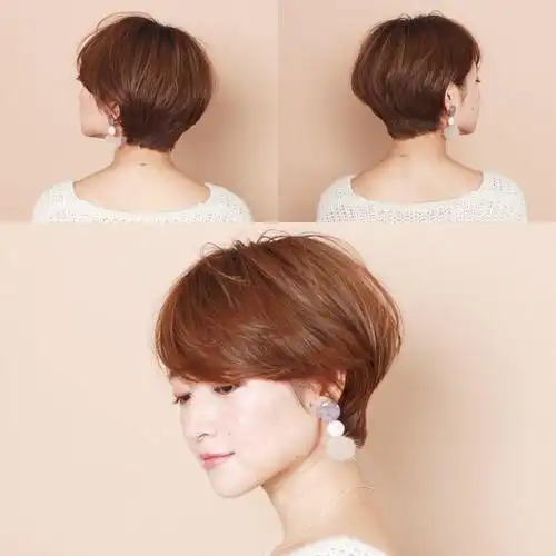 斜刘海的短发发型更有气质