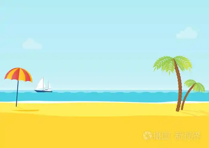 夏季热带海海滩背景矢量图