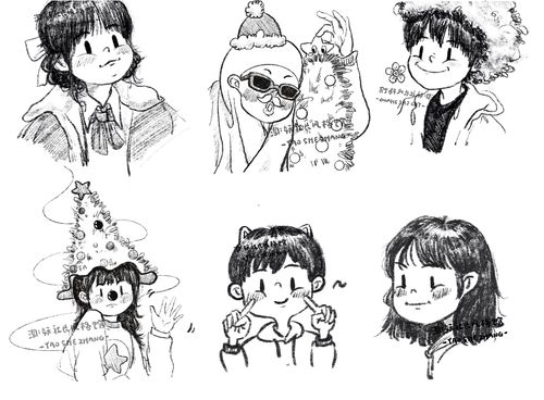 铅笔画 黑白素描速写简笔画卡通q版可爱头像情侣节日生日礼物设计