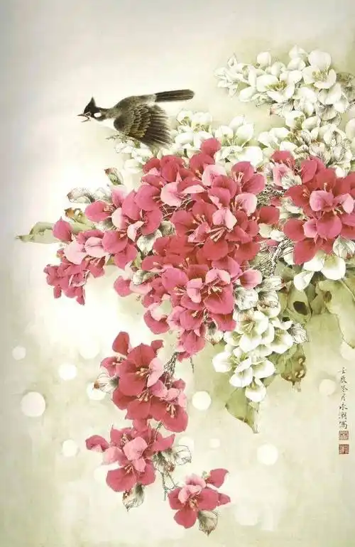 林永潮的工笔花鸟画可以上溯至两宋的院体画