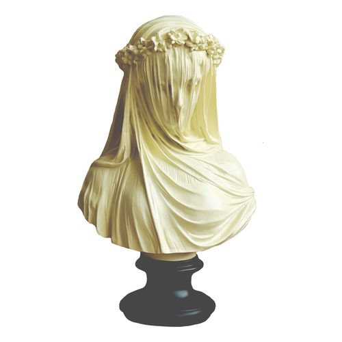 雕像艺术艺术树树脂黄觉同半身雕塑面纱少女新娘摆件