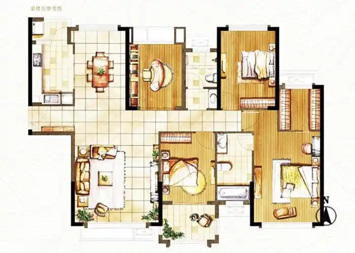 苏州4室2厅2卫㎡-中富御湖湾户型图-买房大师