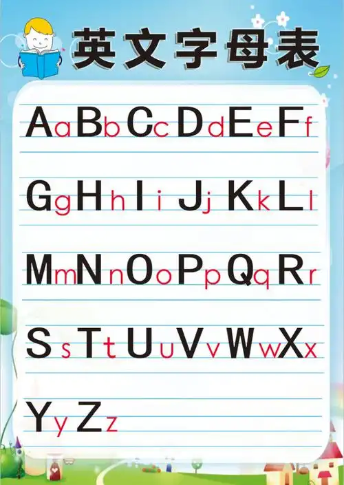 【精选】26个英文字母表墙贴小学生二十六个大小写字母表挂图一年级拼