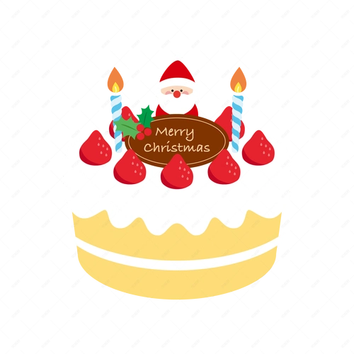 圣诞节卡通手绘风格圣诞蛋糕png装饰
