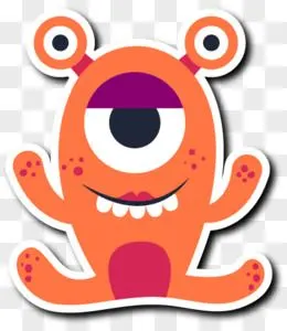 手绘卡通橙色可爱卡通外星人元素pngpsd手绘卡通外星人贴纸免抠素材p