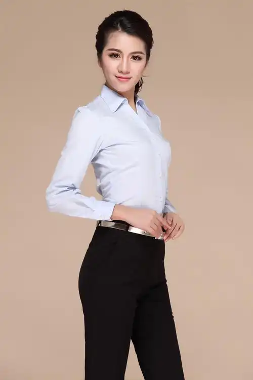 修身打底女士白色衬衣 秋季职业ol正装长袖白衬衫-女装-惠庶网