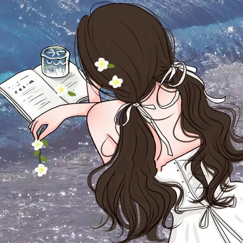 看书背影女孩手绘95 田园女生背影手绘 喜欢可用于个人头像和壁纸