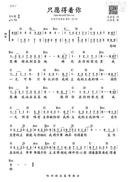 下载只愿得着你 和弦简谱 前奏歌谱