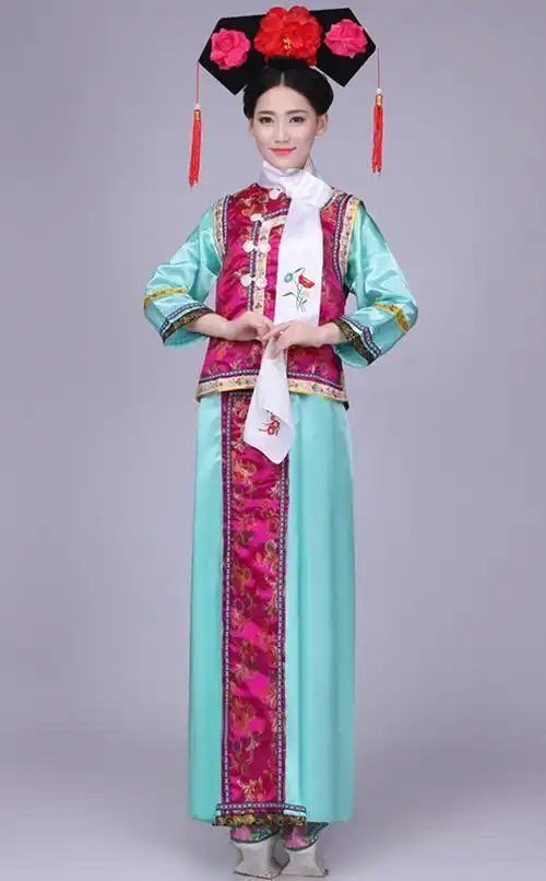 清朝格格的旗装简笔画