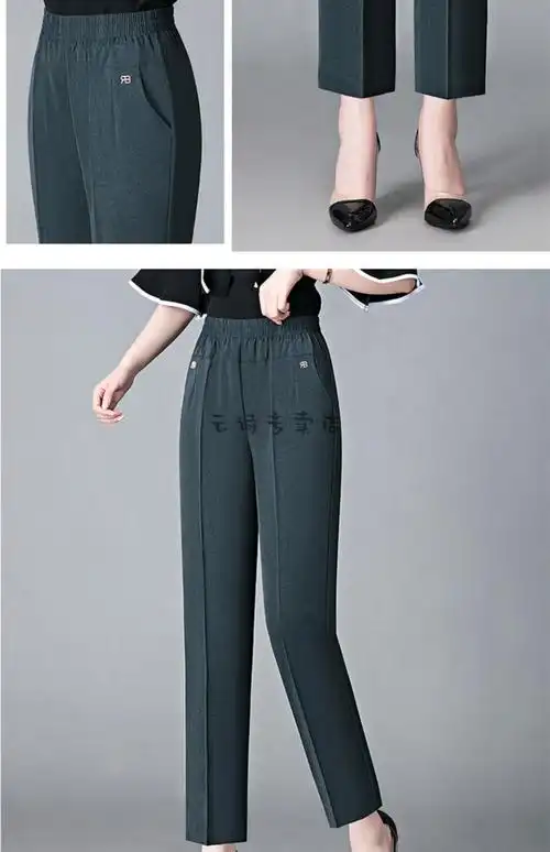 恒源祥彩羊品牌妈妈裤子薄款夏季休闲冰丝女裤中老年人宽松高腰松紧腰