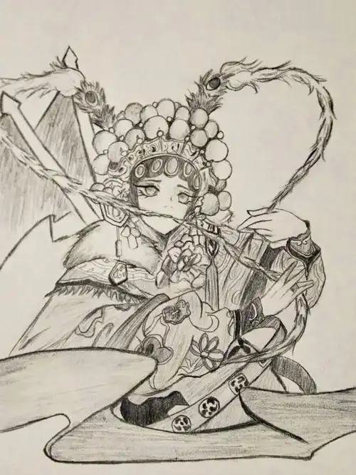 心血来潮临摹了大佬的刀马旦,画了三个小时我真的会谢#临摹  #手绘