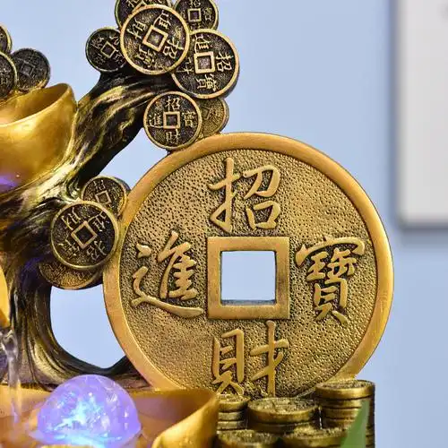 招财摆件风水旺财新店开业礼品摇钱树流水店铺聚财风水轮室内转运