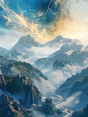 金兰山风景3d插画