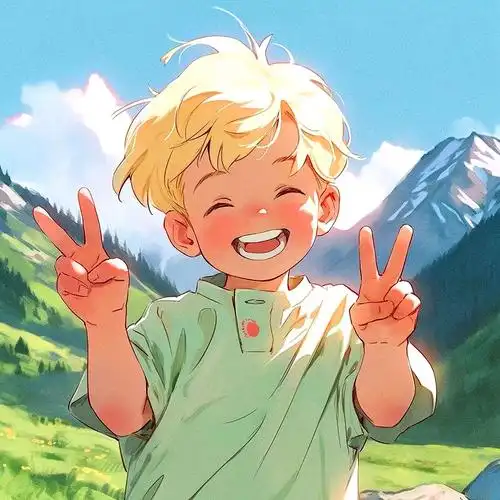 一组元气满满"比耶"头像