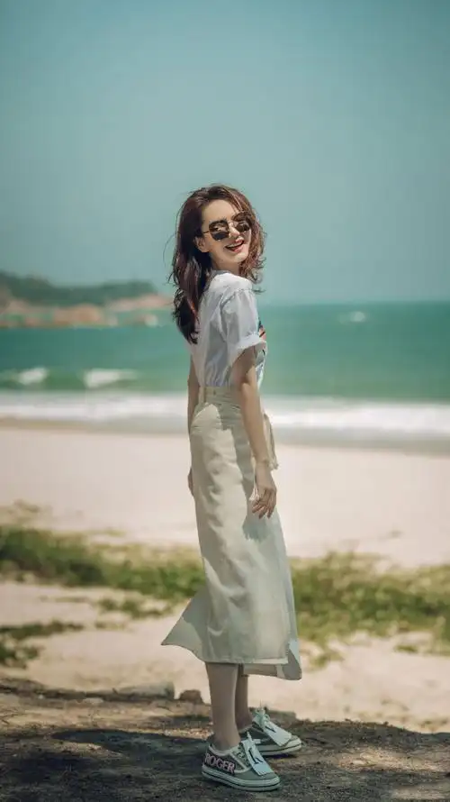 戚薇印花t恤海边写真图片35