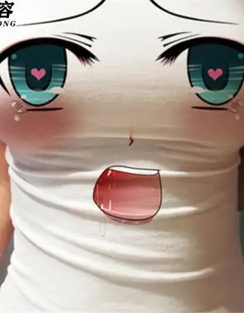 3d性感大胸奶显胸大眼睛表情包女主短袖网红修身凸显t恤女ol韩绿色眼