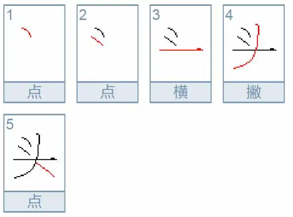 一,头字的笔顺点, 点, 横, 撇, 点,田字格中的笔画是:笔画 点,点,横