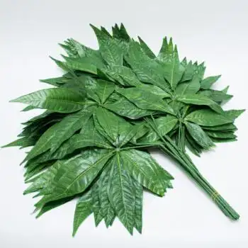 绿树叶装饰 仿真榕树叶塑料树枝工程造景装饰绿色植物叶子过胶榕树枝