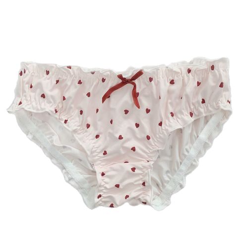 sweet小铺日系甜美美少女爱心木耳耳边牛奶冰丝女三角裤