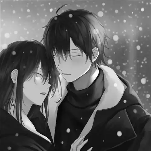 黑白动漫情头一左一右图片