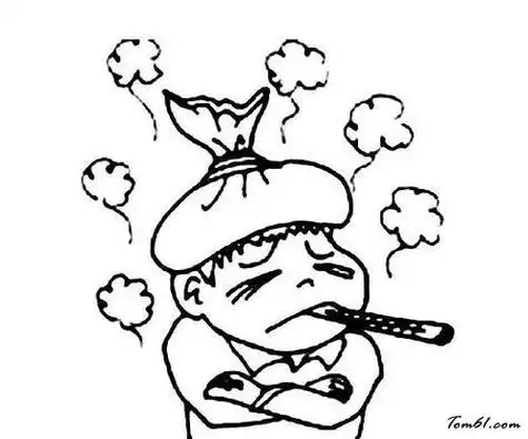 发烧的人简笔画