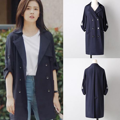 秋天新款明星白鹿时宜同款衣服小个子宽松插肩袖薄风衣休闲外套女