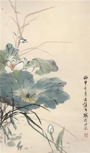 汪慎生(1896-1972)荷花翠鸟
