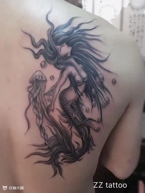 小美人鱼_纹身图案手稿图片_柱子的纹身作品集