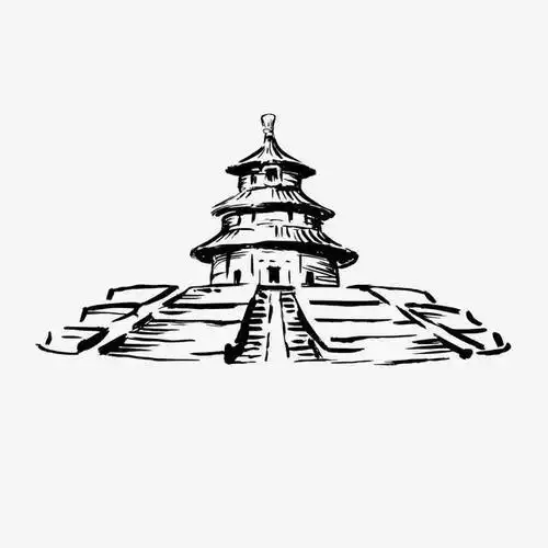 天坛文化遗产手绘中国风景名胜建筑西湖的风景名胜简笔画中国景点简笔