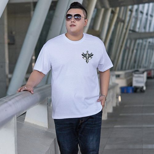 男装加肥加大码纯棉微弹胖子肥佬半袖男背心灰色小玛莎m建议100120斤