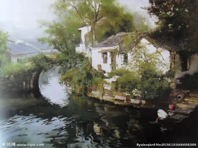小桥流水风景设计图__绘画书法_文化艺术_设计图库_昵图网nipic.com