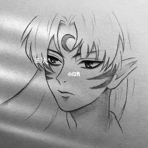 杀生丸动漫头像铅笔画手绘教程