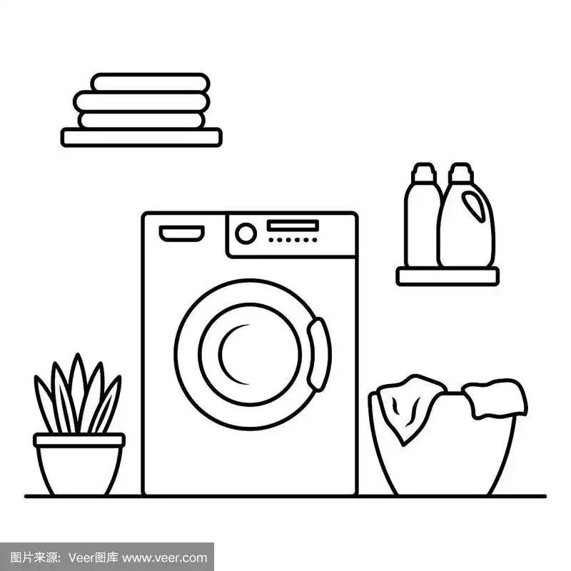 洗衣线性矢量图