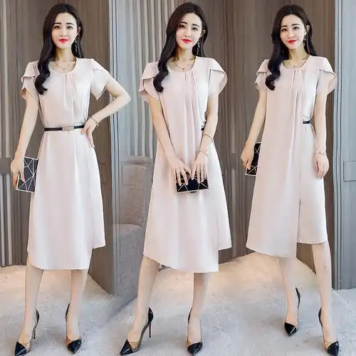 夏款连衣裙女女士新品遮肚子中年女装夏款3545夏装夏天洋气裙子
