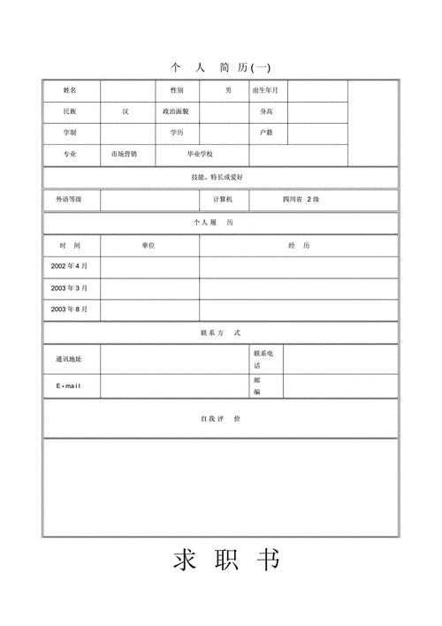 大学生求职简历标准模板大全doc9页