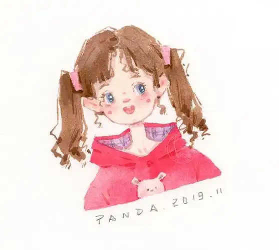 水彩手绘超甜小可爱双马尾少女头像卡通插画水彩教程