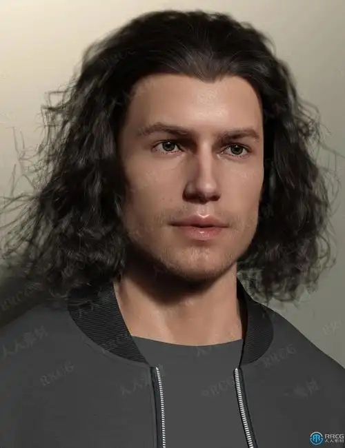 欧美男性中短卷发发型3d模型合集