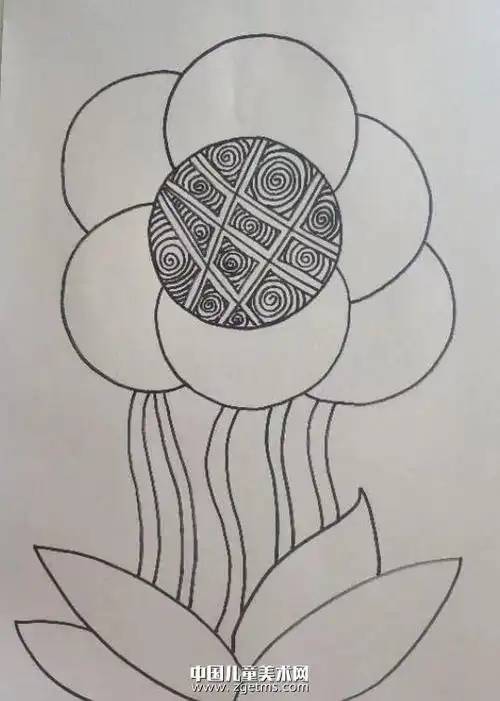 花主题创意儿童线描画