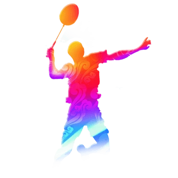 彩色炫酷打羽毛球的运动员