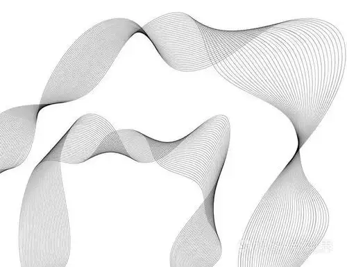 白色背景上的抽象波浪条纹隔离. 创意线条艺术.