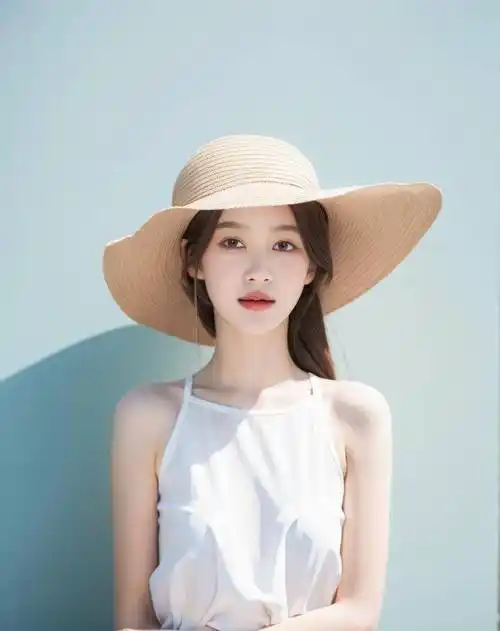 夏日清纯美女写真,金发女郎太阳帽艺术照_青春_生活_女孩