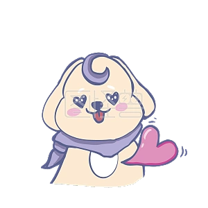 图怪兽原创元素卡通米黄色小狗表情包心动心跳