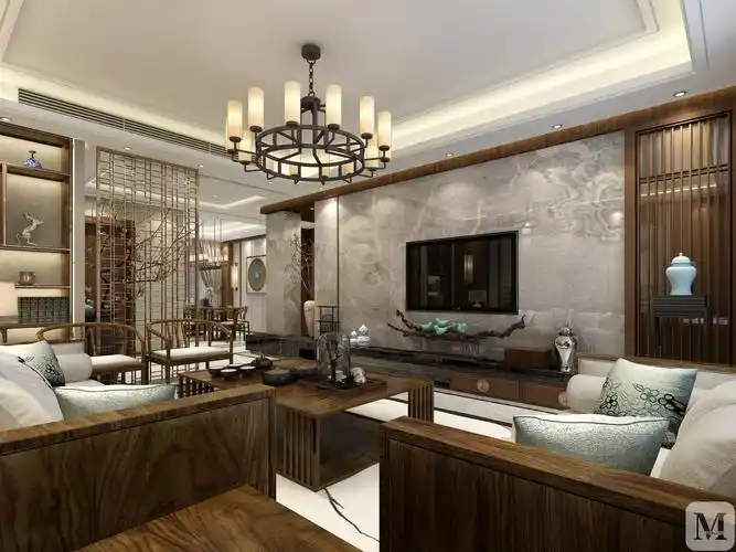 9万169㎡中式四房装修绿城桂花园新中式雅居-红星美凯龙家装效果图