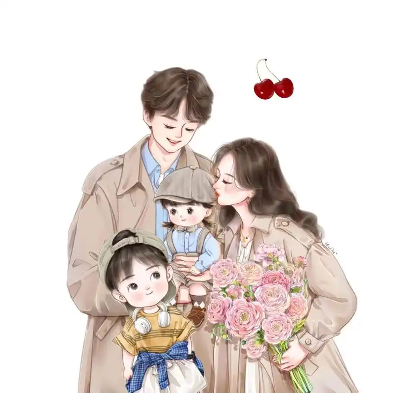 一家四口头像～你留言我做图        原作者