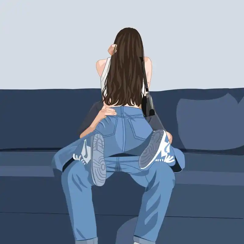 不可以瑟瑟情侣插画/长发版.#女生头像 #氛围感拉满的头像  - 抖音